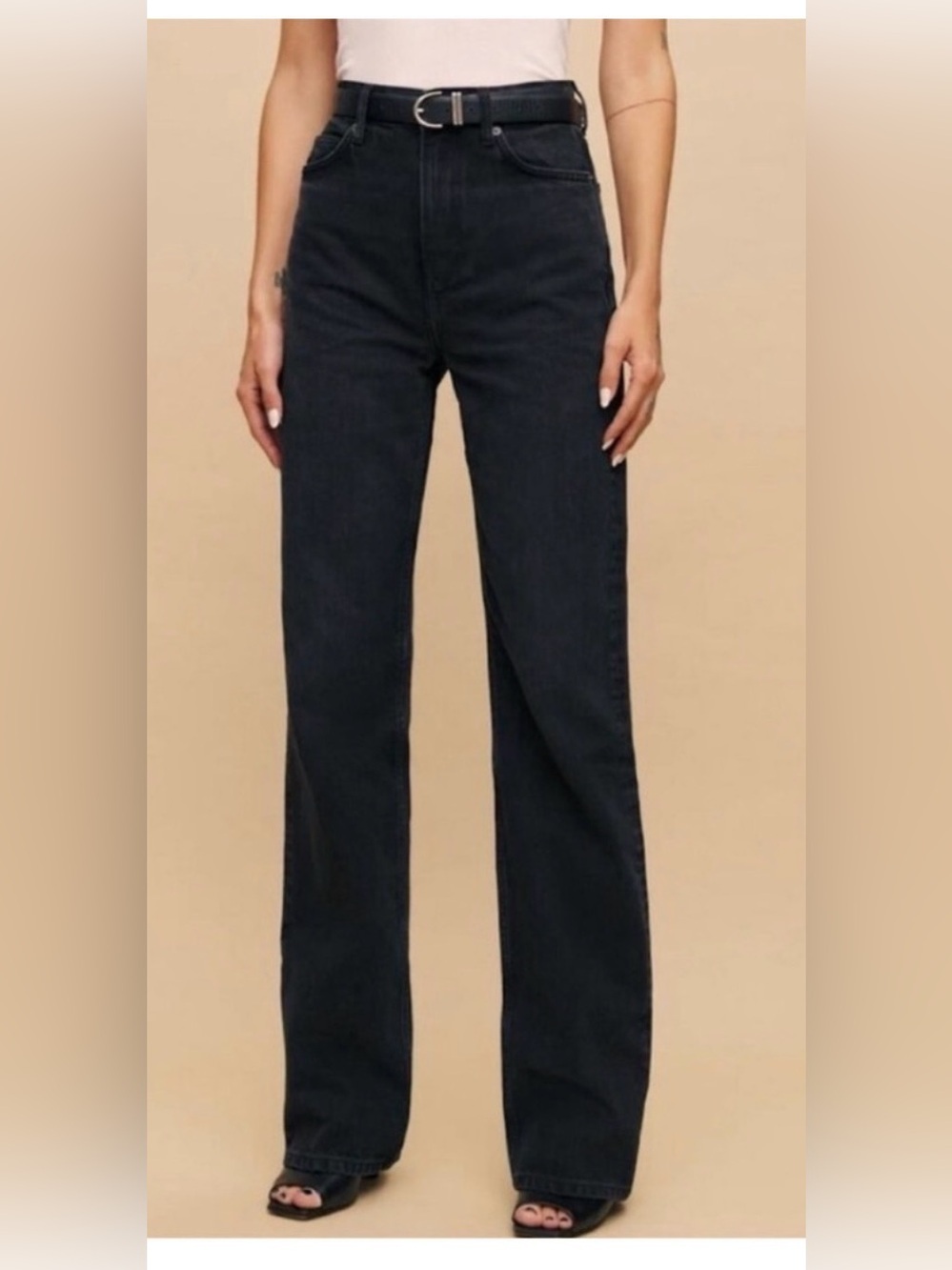 Reformation Wilder High Rise Wide Leg Jeans in Washed Black